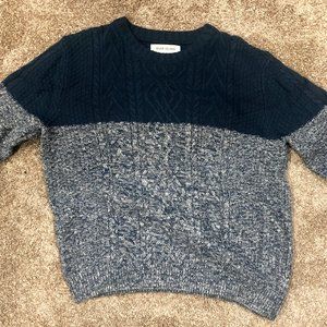 Blue River Island navy block cable knit sweater
